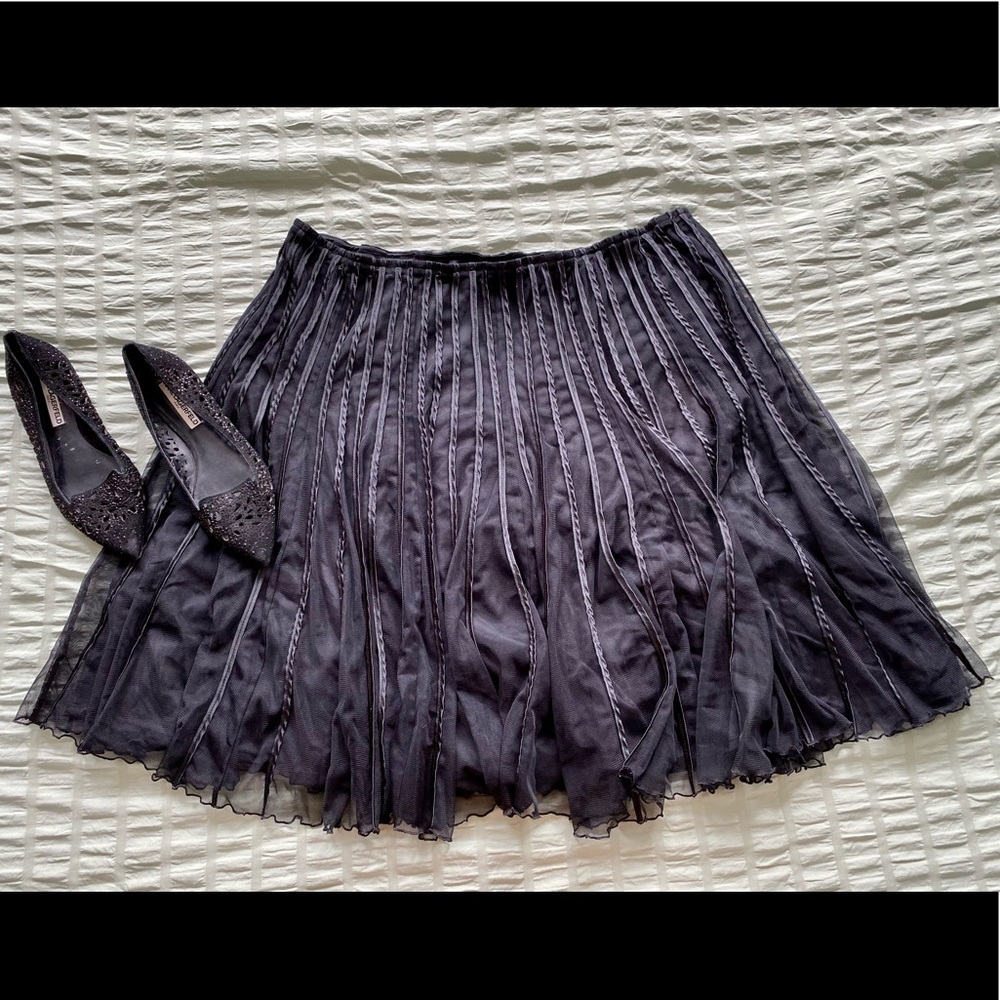 Coldwater Creek Black Striped Tutu Flare Skirt
